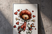 Whimsical Girl and Dog Love Clipart, an Illustration by one-touch (Thumbnail 5 of 18)