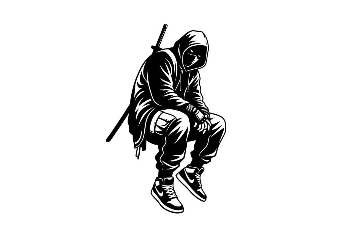 Hooded Street Ninja Silhouette, a Graphic by Gfx_Store (Photo 8 of 10)