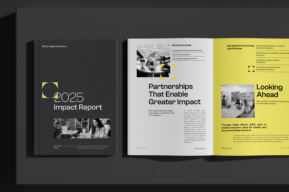 Gray Minimal ESG Impact Report, a Brochure Template by Neermana (Photo 11 of 11)