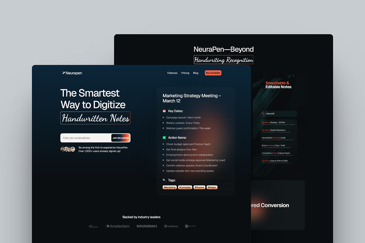 Neurapen - A SaaS Framer Template, a Landing Page Template by Kayode Sasona (Photo 1 of 4)