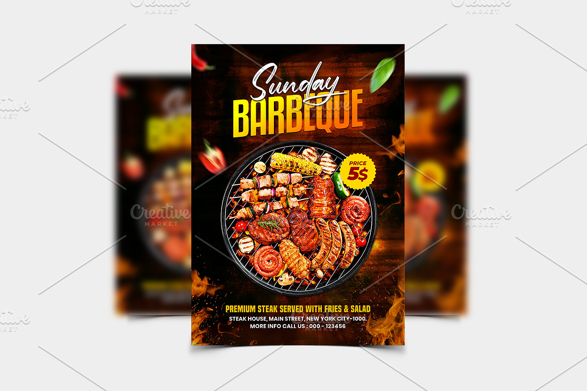 Steak BBQ Flyer Template, a Flyer Template by Yunus Ahmad (Photo 2 of 3)