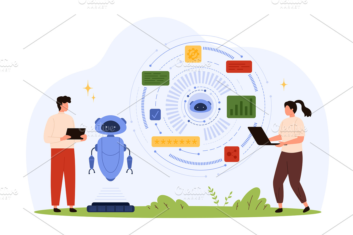 AI Engineers Collaborating With, a Technology Illustration by Flashvector