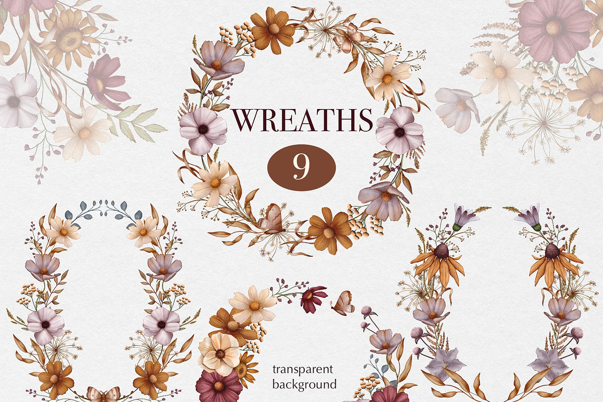 Autumn Meadow Watercolor Collection, a Seasonal Illustration by DiashaArt (Photo 3 of 10)
