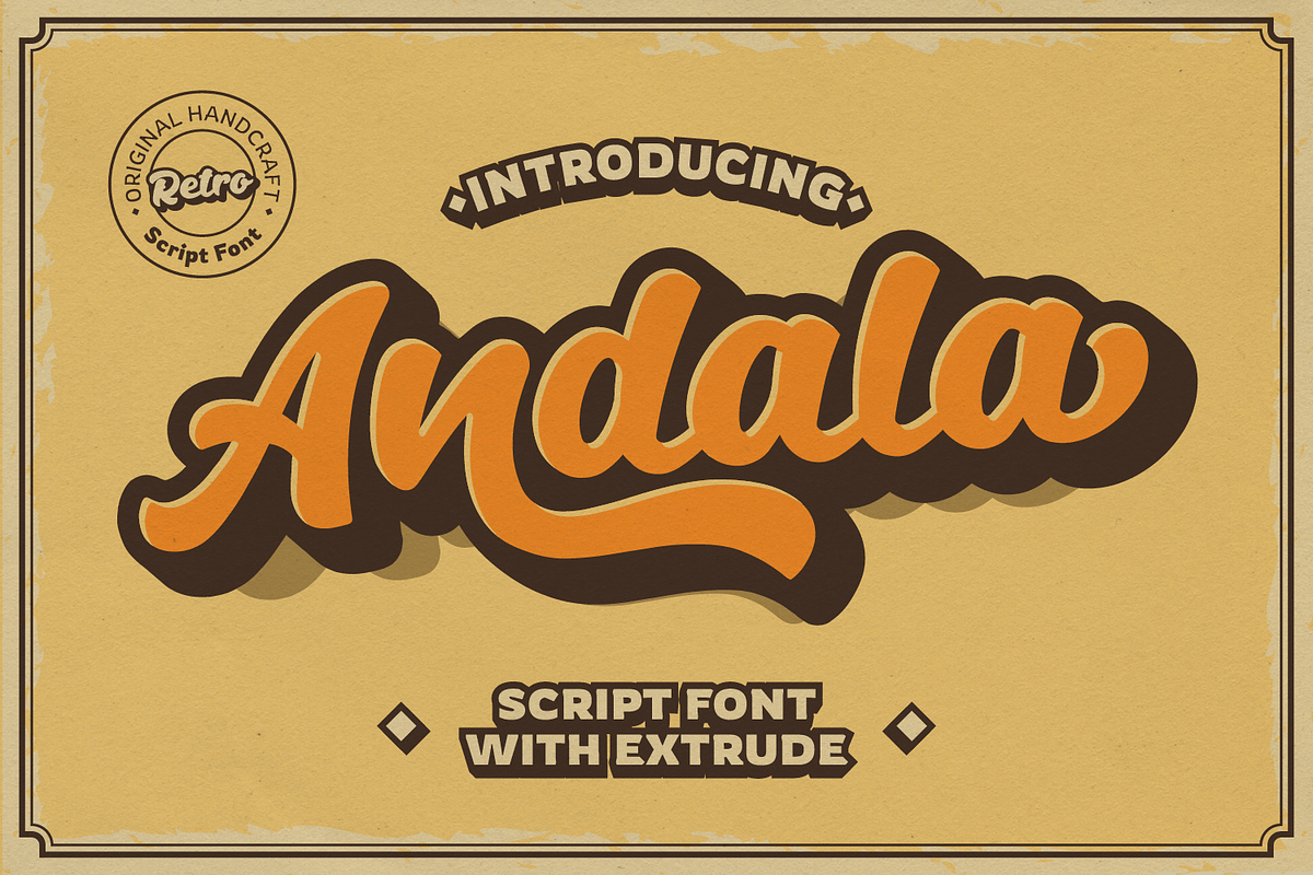 Andala - Groovy Retro Font, a Script Font by Auratype (Photo 1 of 11)
