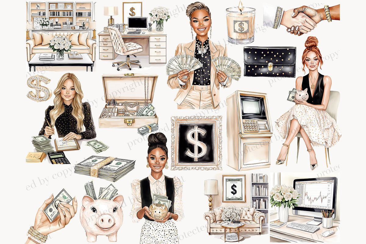 Money Girl Clipart | Business Girl, a Finance Illustration by GlamArtZhanna (Photo 3 of 6)