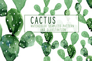 Watercolour cactus patterns. vector., a Pattern Graphic by WatercolorArt (Thumbnail 1 of 5)