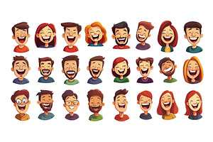 Cartoon smiling people avatars. Man, a Person Illustration by Stock-Smart-Start