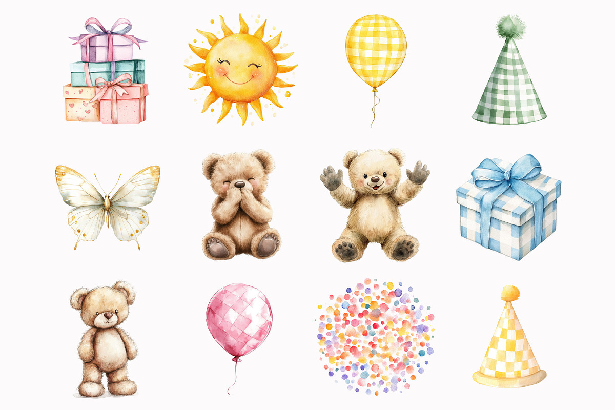 Watercolor Teddy Bear Clipart, a Seasonal Illustration by Design Market (Photo 3 of 5)
