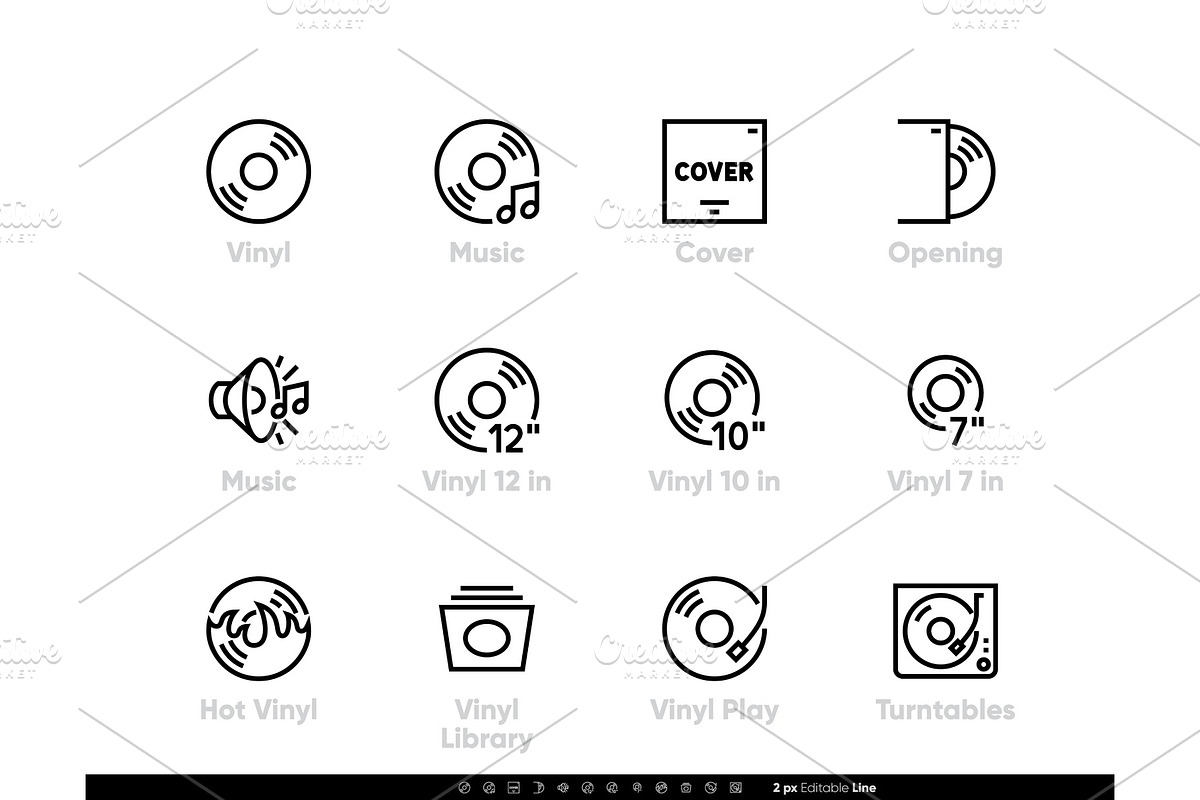 Vinyl Music icons. Different Plate, a Technology Illustration by theungsys