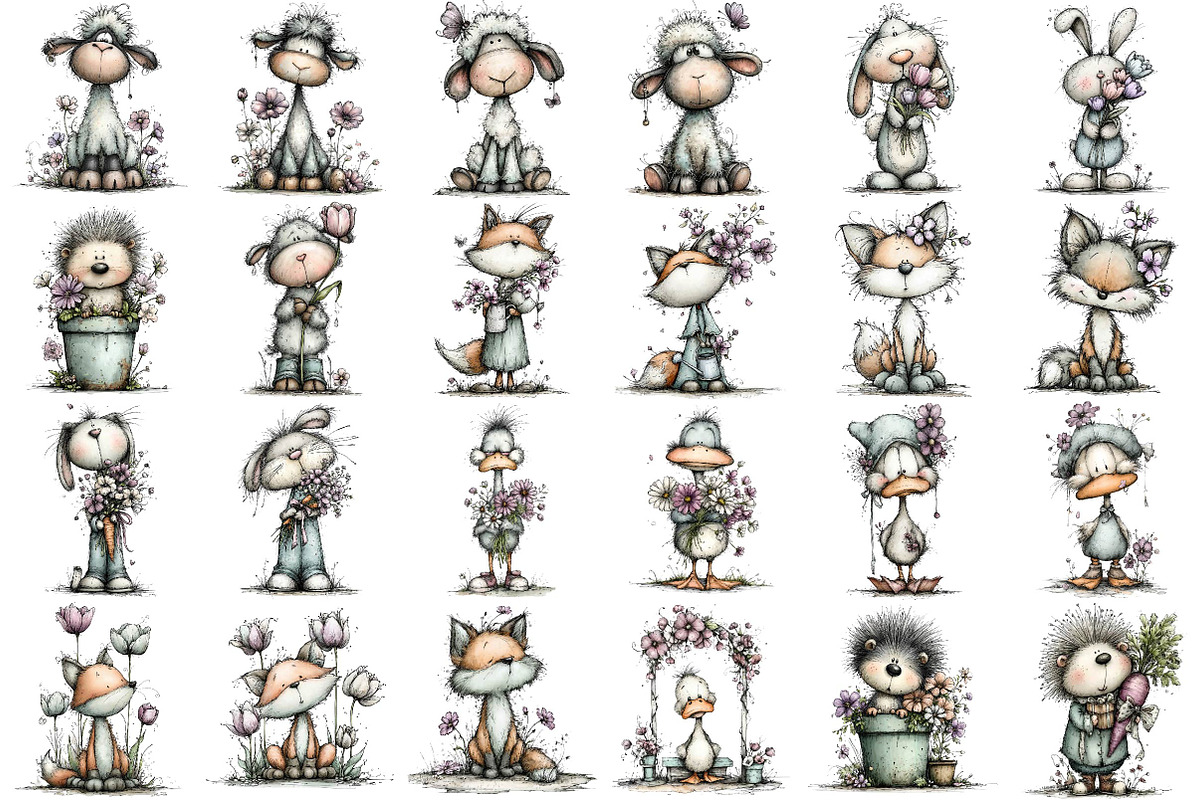 Whimsical Spring Animals Clipart Bun, an Illustration by DreamPrint404 (Photo 4 of 5)