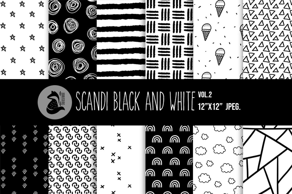 Scandi digital paper, patterns, a Pattern Graphic by DoubleColors