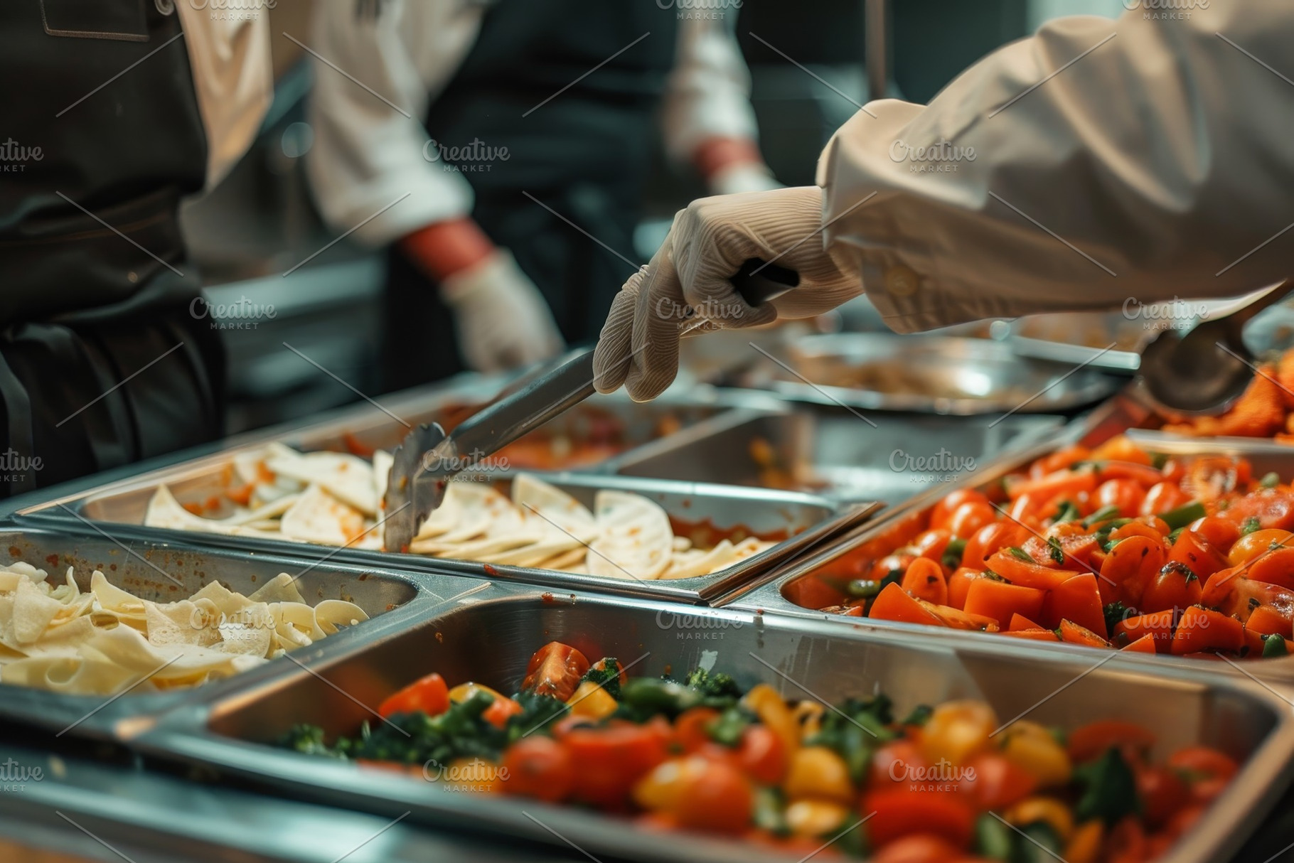 A cafeteria worker diligently arrang, a Photo by Iftikhar Alam