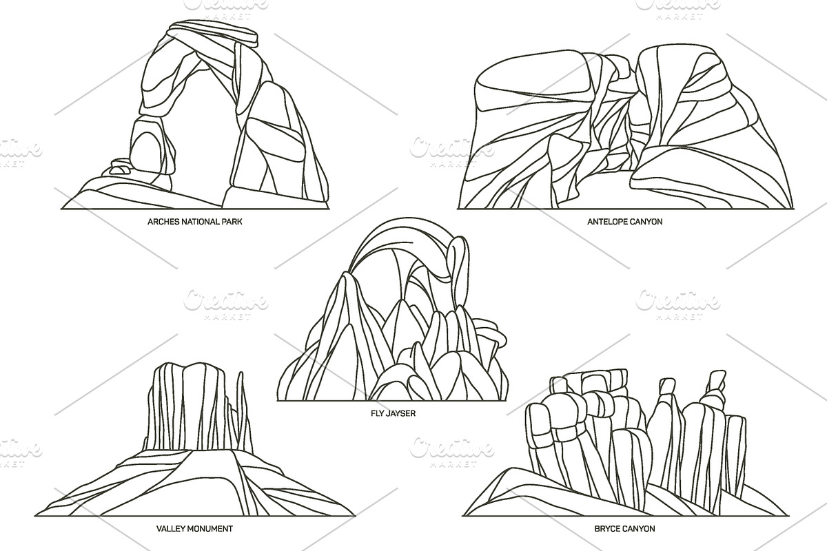 Nature sights of USA in line, an Illustration by GenziWorkshop (Photo 7 of 8)