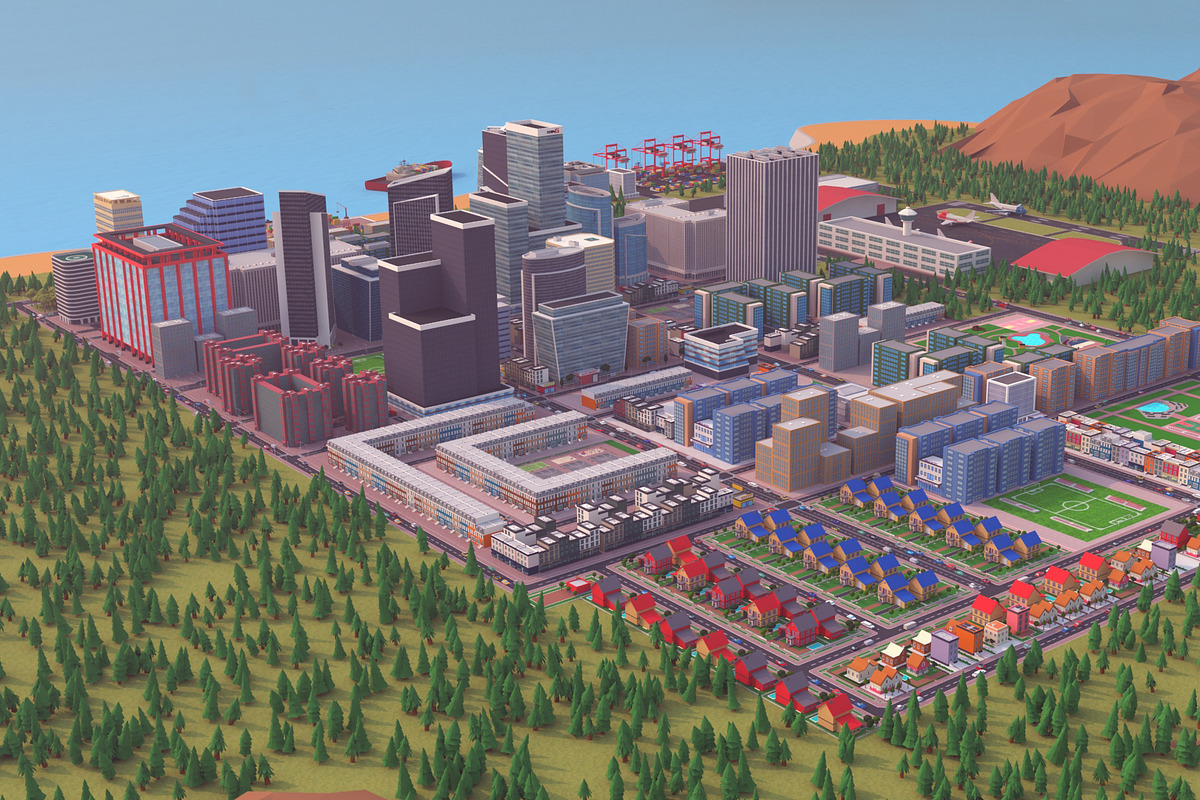 Metropolis City low poly Scene, an Architecture 3D Model by NOMODOL (Photo 29 of 39)