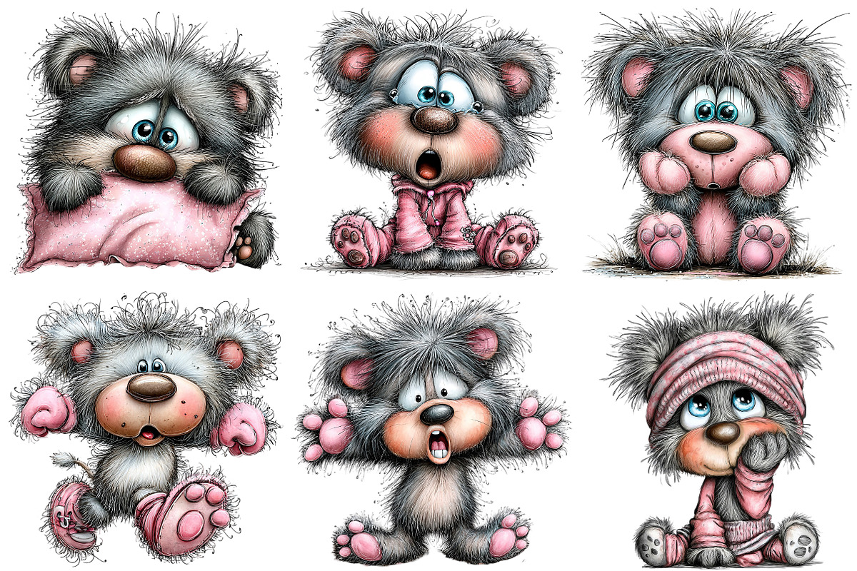 Funny Panic teddy bear Clipart, an Illustration by Craft Nest (Photo 4 of 11)