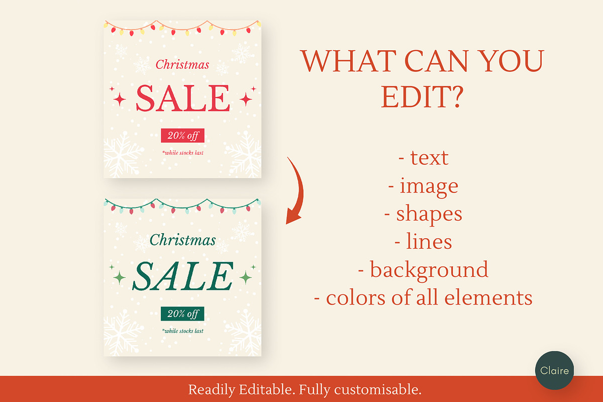 84 Christmas Instagram Creator Kit, a Social Media Template by Clairee Design Studio (Photo 4 of 7)