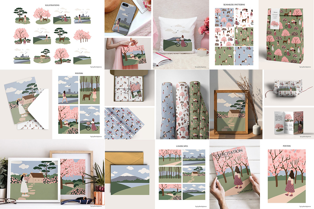 Summer in park illustration bundle, a Person Illustration by LyubovZaytseva (Photo 3 of 9)