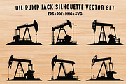 Oil Pump Jack Silhouette Vector Set, a Transportation Illustration by Gfx Expert Team (Thumbnail 1 of 3)