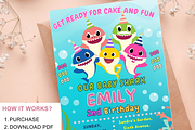 Personalized Baby Shark Invite, an Invitation Template by GlamPartyInvites (Thumbnail 4 of 10)