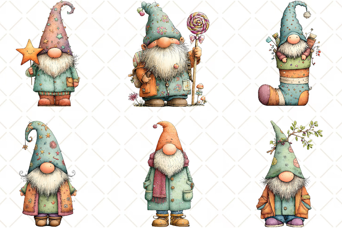 Quirky Christmas Gnome Clipart, an Illustration by Black Bird Studio (Photo 2 of 6)