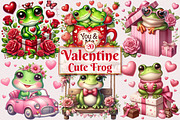 Valentine Cute Frog Clipart Bundle, a Seasonal Illustration by Craft Nest (Thumbnail 1 of 5)