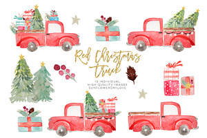 Christmas Truck Invitation Clipart