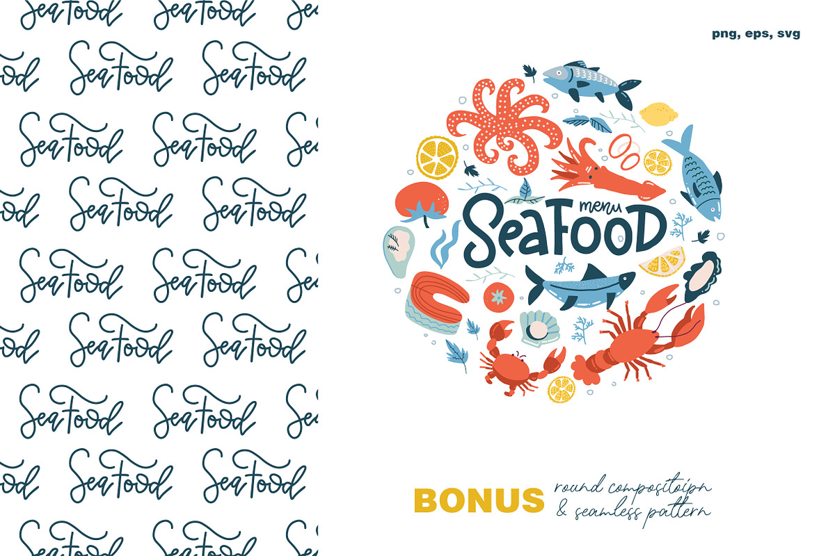 Hand drawn SEAFOOD clipart concepts, a Food Illustration by Lana Sham (Photo 7 of 7)