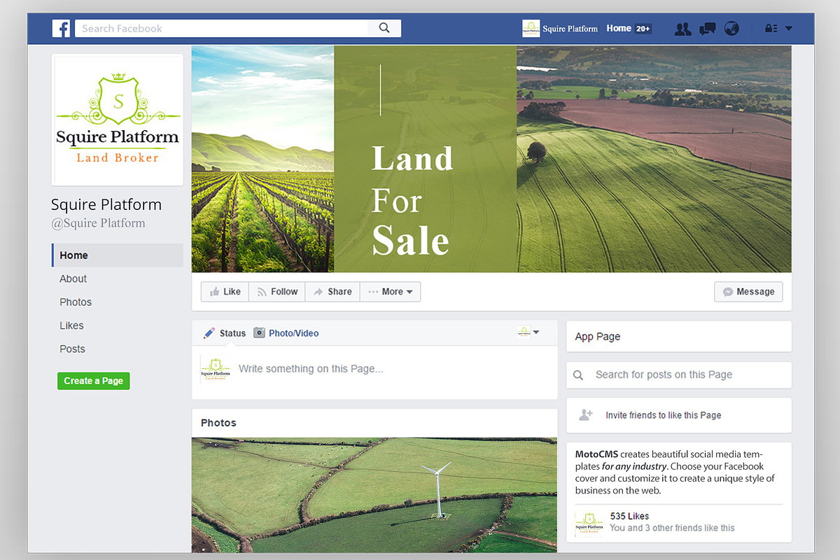 Land Broker Facebook Timeline Cover, a Social Media Template by MotoCMS (Photo 1 of 2)