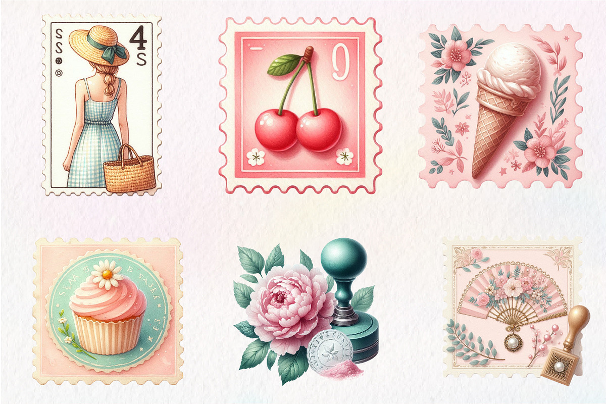 Coquette Summer Postage Stamp, an Illustration by CreationArt (Photo 7 of 9)