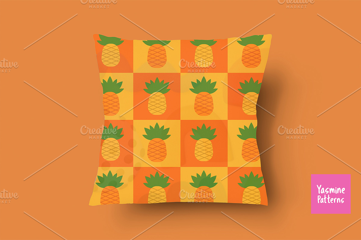Checkered Fruits Seamless Patterns