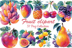 Fruit watercolor clipart set, an Object Illustration by DreamCafeArt