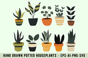 Hand Drawn Potted Houseplants, an Object Graphic by Cool Worker (Thumbnail 1 of 3)