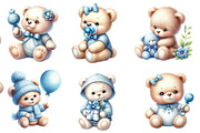 Blue Baby Teddy Bear Watercolor, an Illustration by Designworld (Thumbnail 4 of 5)