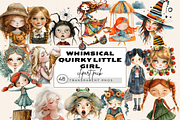 WHIMSICAL QUIRKY LITTLE GIRL CLIPART, a Person Illustration by Daring Digies (Thumbnail 1 of 10)