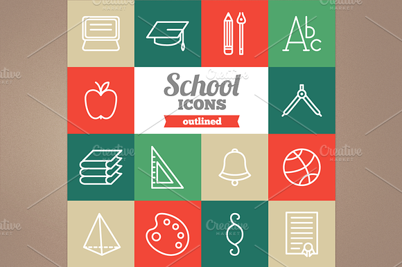 Outlined School Icons