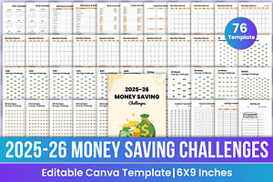 2025-26 Money Saving Challenges Book, a Stationery Template by Mustafiz