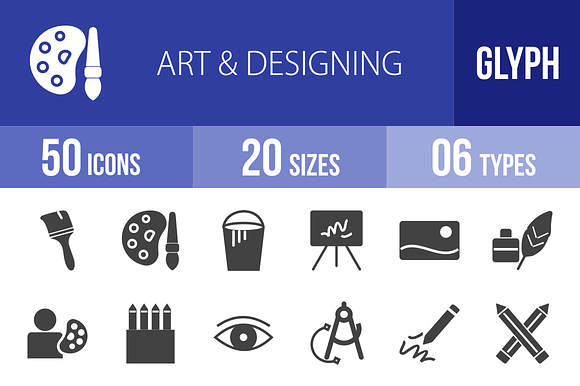 50 Art Designing Glyph Icons