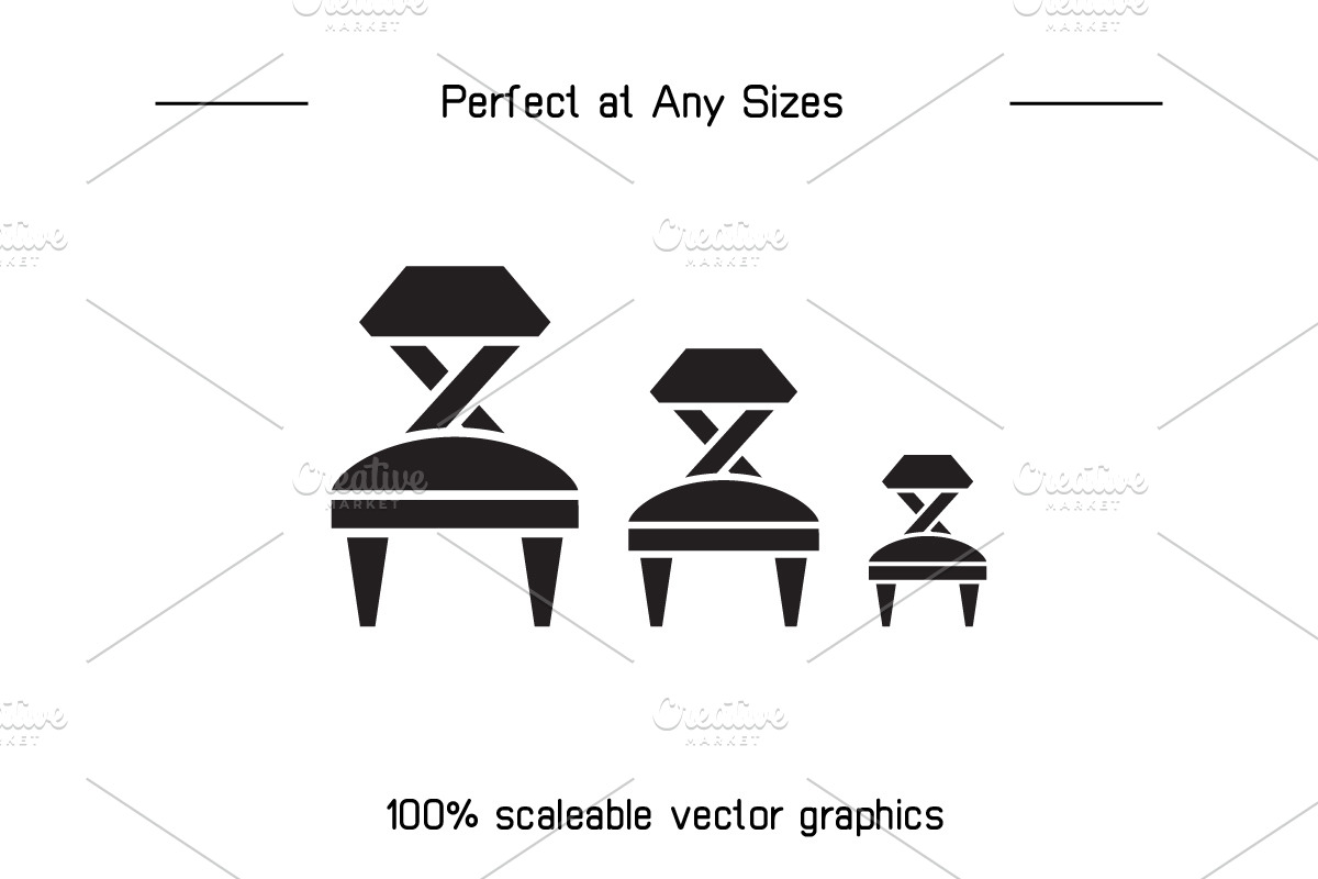 Stool Chair and Sofa Icons Set, a Solid Icon by Designfour (Photo 7 of 7)