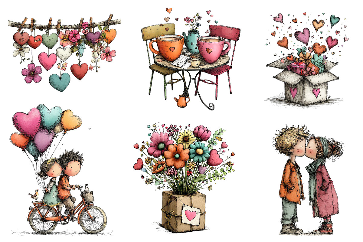 Valentines Day Love Clipart, an Illustration by CreationArt (Photo 3 of 7)