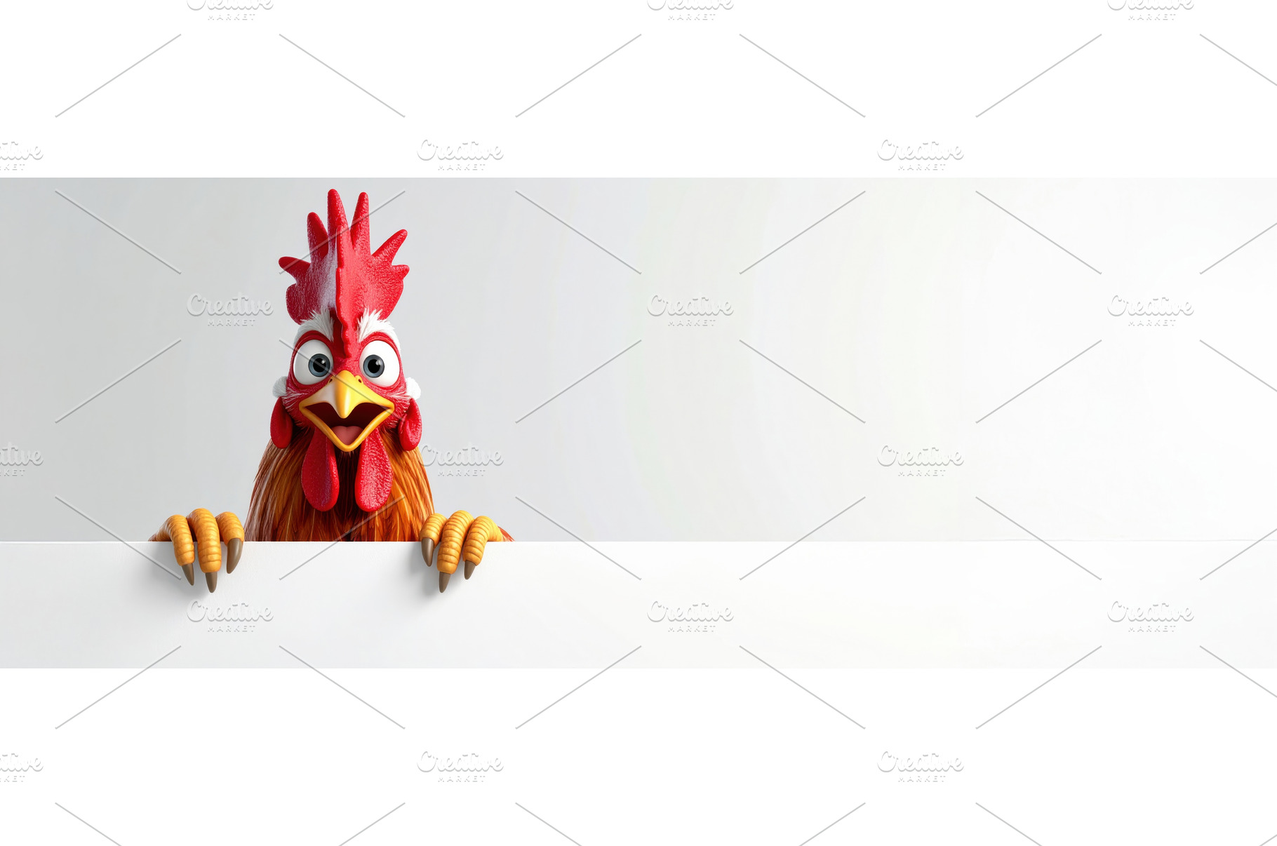 A cartoon rooster peeking over a, an Animal Photo by Igor Tichonow