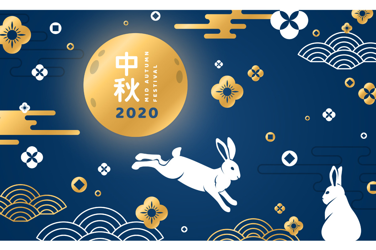 Full moon and rabbits, a Pattern Graphic by kotoffei