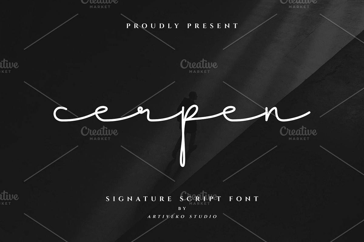 Cerpen Signature Script Font, a Script Font by Artiveko (Photo 1 of 9)