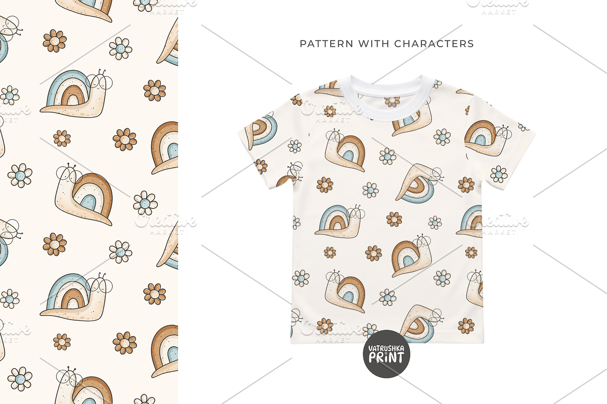 Summer Snails - seamless patterns, a Pattern Graphic by vatrushkaprint_store (Photo 4 of 6)