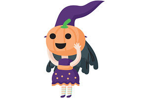 Cute girl in halloween witch costume, a Person Illustration by SiberianArt