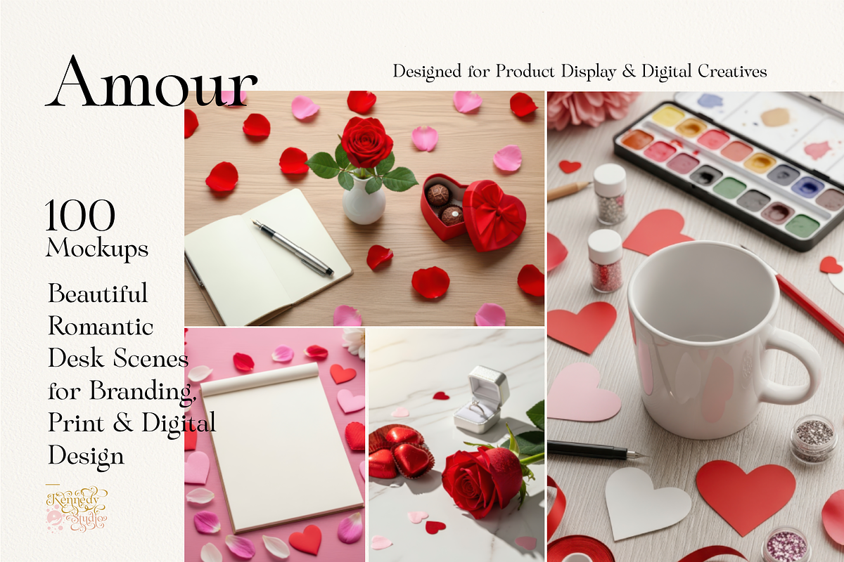 Valentine Aesthetic Desk Mockup 100, a Packaging Mockup by KennedyStudio (Photo 1 of 12)