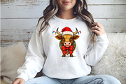Christmas Cow PNG Sublimation, an Illustration by Watercolor design (Thumbnail 2 of 6)
