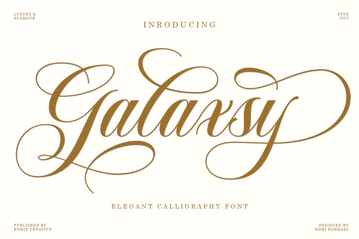 Galaxsy Script, a Script Font by Romiecreative (Photo 1 of 10)