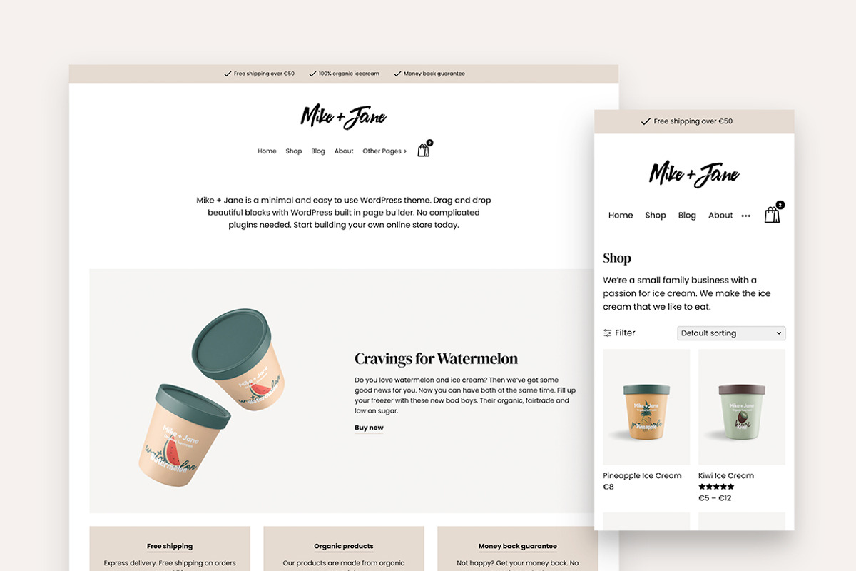 Mike + Jane - Minimal Shop Theme, a WordPress Template by Hello Detail (Photo 2 of 4)