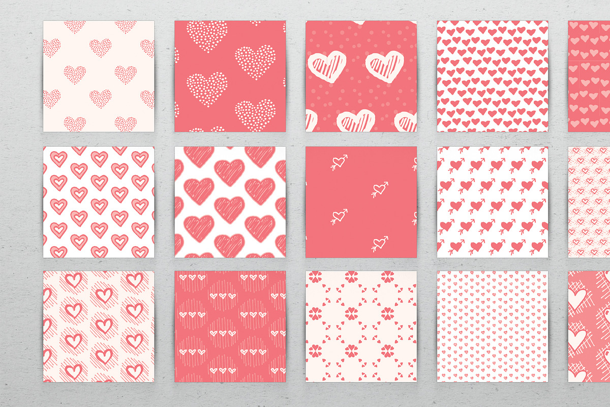 Sketched Heart Patterns preview 2