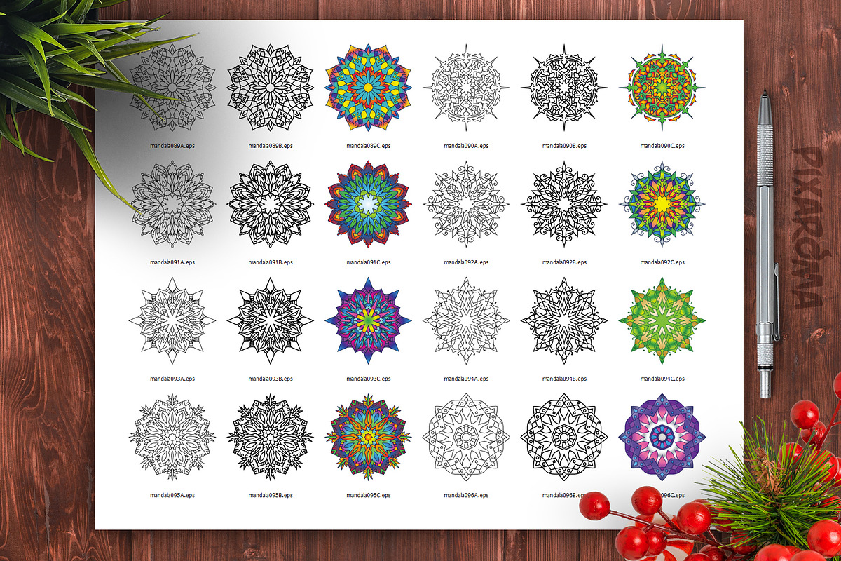 Mandala Vector Ornaments Bundle, a Decorative Illustration by pixaroma (Photo 39 of 43)